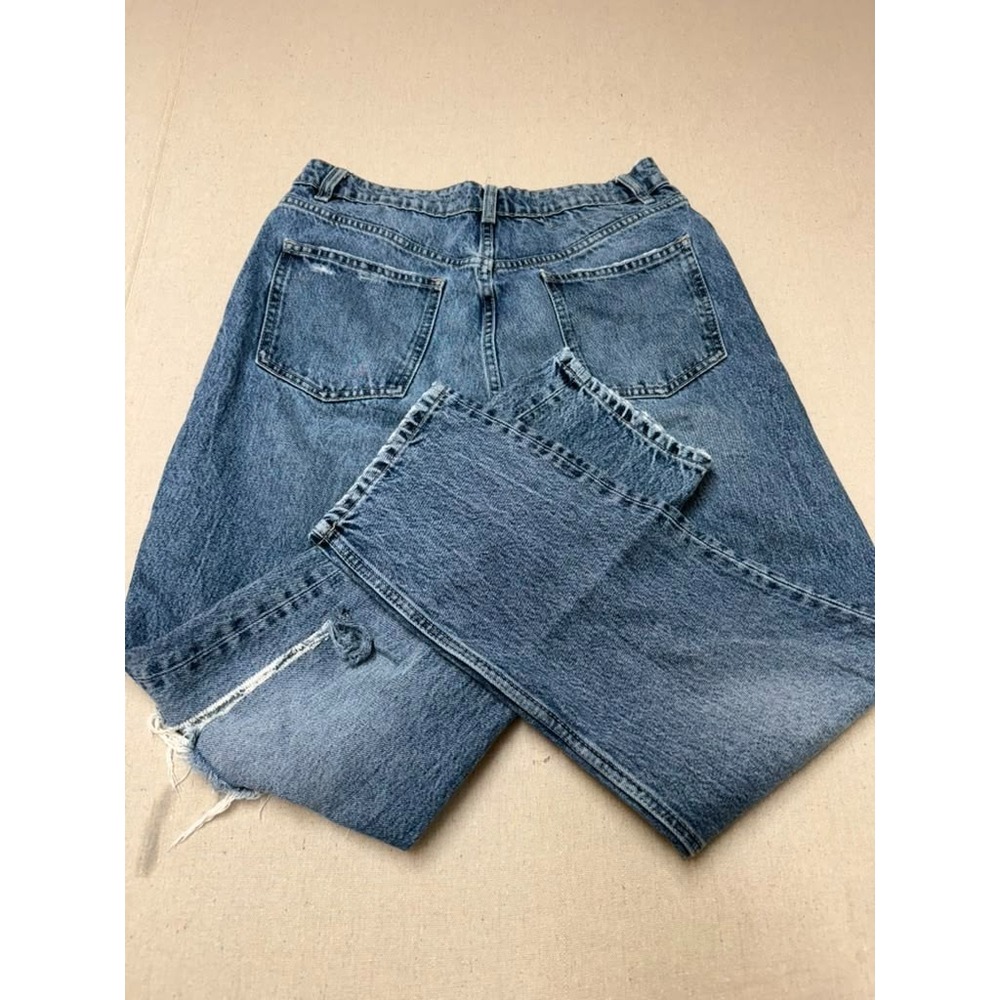 Zara Women’s US 10 Distressed Blue Denim Jeans Ripped Straight Leg [A79]